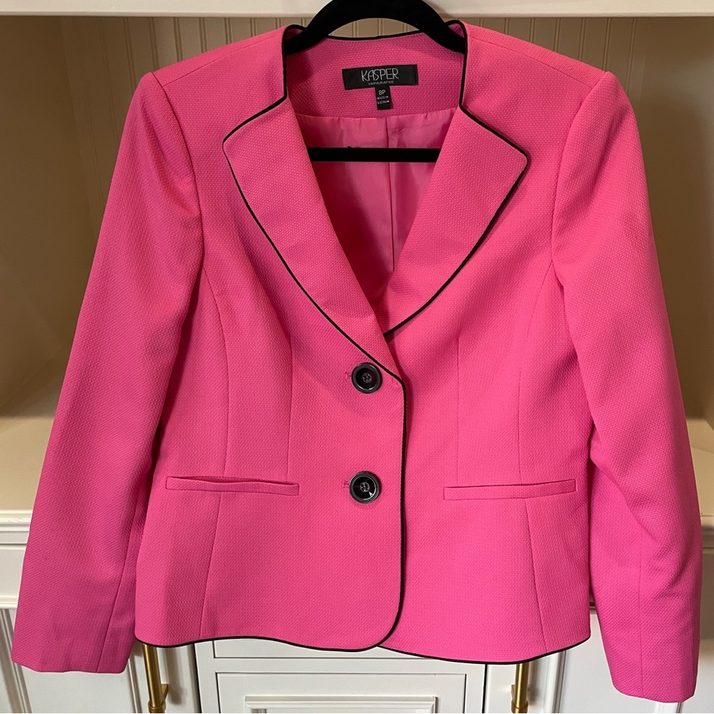 Kasper Hot Pink and Black Blazer Jacket size 8P